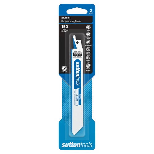Recip Blade H508 Metal Long Life Twin Cut 150x19x0.9 10-14TPI Bi-Metal 2 Pack