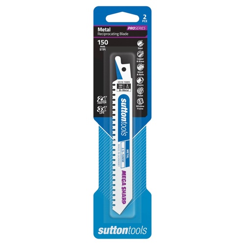 Recip Blade H510 Metal 150x19x0.9 5TPI Bi-Metal MEGA SHARP 2 Pack
