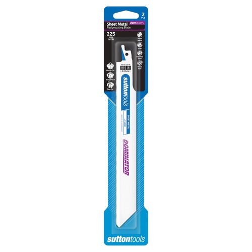 Recip Blade H513 Sheet Metal 225x25x0.9mm 18TPI Bi-Metal DOMINATOR 2 Pack