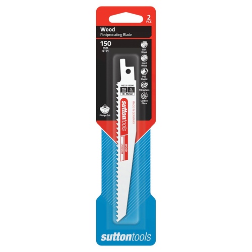 Recip Blade H523 Wood 150x19x1.27mm 6 TPI Bi-Metal 2 Pack