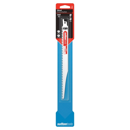 Recip Blade H524 Wood Curved Cut 240x19x1.27mm 6 TPI HCS 2 Pack
