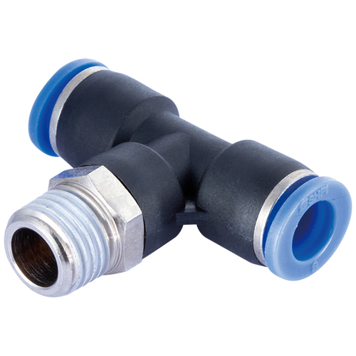 20-M012-0402 QFM12 4mm Tube x 1/8 BSPT Push-In Male Branch Tee