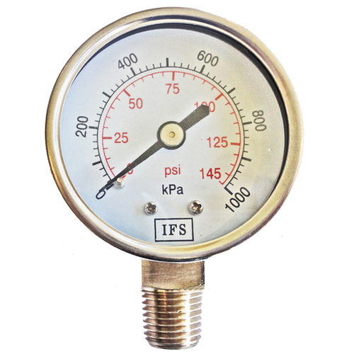 27-05B4N-025 Pressure Gauge 50mm 2500 KPA 1/4 NPT Bottom Entry Dry Stainless Steel Case