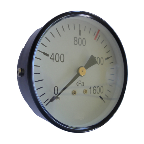 27-08R4-016B Pressure Gauge 80mm 1600 KPA 1/4 BSPT Rear Entry Dry Black Steel Case (R/L 970 KPA)
