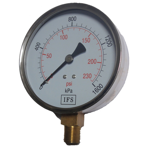27-10B6-001 Pressure Gauge 100mm 100 KPA 3/8 BSPT Bottom Entry Dry (25-1805)