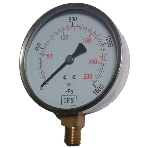 27-10B6-002 Pressure Gauge 100mm 250 KPA 3/8 BSPT Bottom Entry Dry (25-1810)