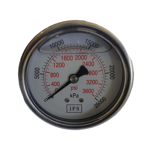 Pressure Gauge 63mm 2500 KPA 1/4 BSPT Rear Entry Liquid Filled (25-1545)