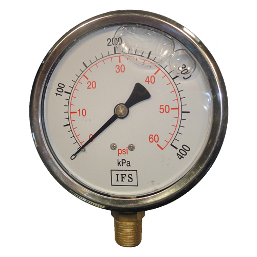 27-L10B6-025 Pressure Gauge 100mm 2500 KPA 3/8 BSPT Bottom Entry Liquid Filled (25-1859)