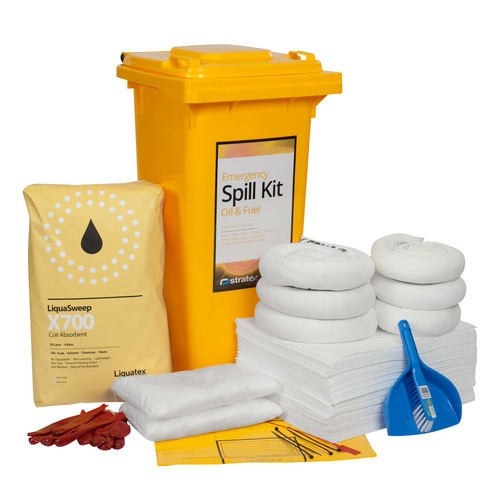 120 Litre Wheeled Bin Standard Spill Kit - Oil & Fuel