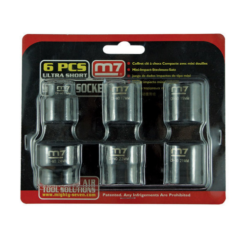 M7 Impact Stubby Socket Set, 1/2" Drive, 6 Pce, 1/2" - 7/8"