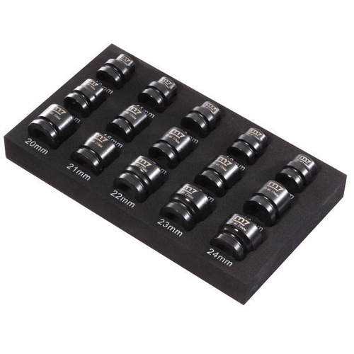M7 Impact Stubby Socket Set, 1/2" Drive, 15 Pce, 10 - 24mm