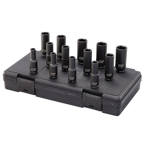 M7 Impact Deep Socket Set, 3/8" Drive, 13Pcs, 6 - 19mm