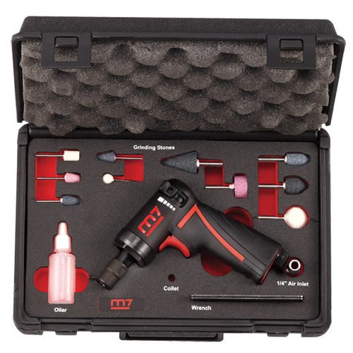 M7 Mini Air Die Grinder 12 Piece Kit, Pistol Style, 1/4", 18,000 rpm