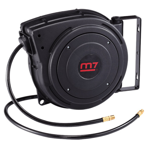 M7 Air Hose Reel, Wall Mount Case, 10mm ID X 15mm OD PU Hose, 15M