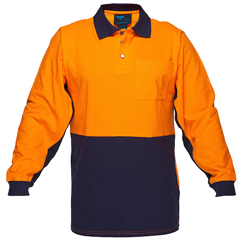 Cotton Polo Shirt Class D L/S OrNa 4XL