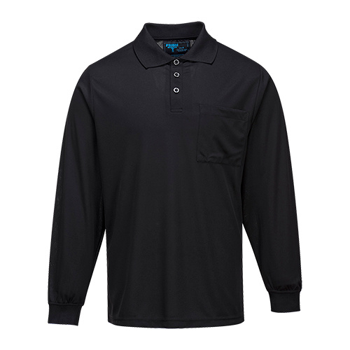 Micro Mesh Polo Shirt L/S Black 4XL