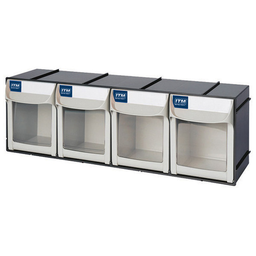 ITM Flip Out Parts Bin, 4 Drawer, 603W X 167D X 203H
