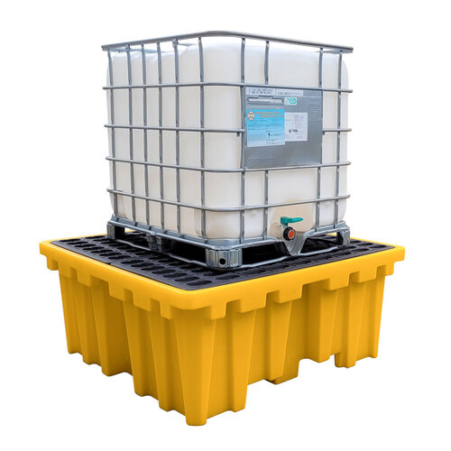 Single IBC Bunded Spill Pallet, Yellow (700H x 1680W x 1680L mm) - 1260L Sump