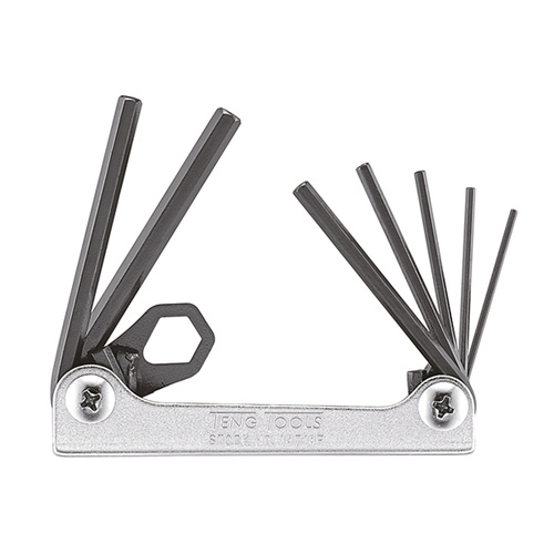 Teng Folding AF Hex Key Set, 7Pce, 1/6"-7/32"