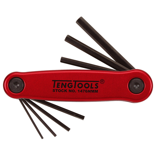 Teng Folding Metric Hex Key Set, 7Pce, 1.5mm-6mm