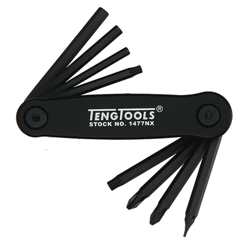 Teng Folding Key Set, 8Pce, Fl/PH/PZ/Hex/TX