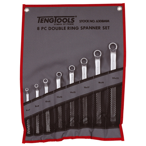 Teng Double Off-Set Ring Spanner Set, 8Pce, 6mm-22mm