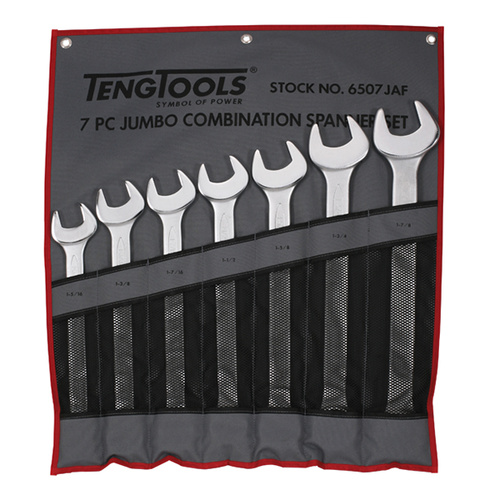 Teng Combination AF Spanner Set W/Wallet, 7Pce, 1-15/16-1-7/8"