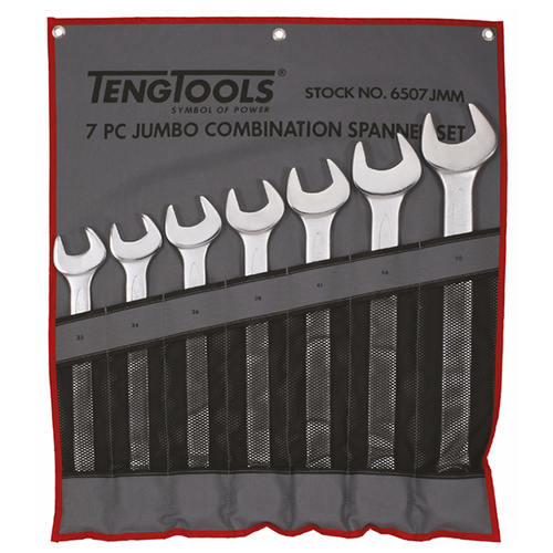 Teng Combination Spanner Set W/Wallet, Metric, 7Pce, 33mm-50mm