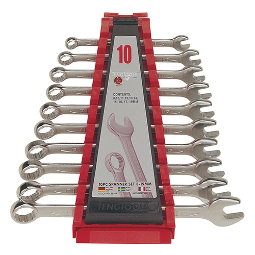 Teng Combination Spanner Set, Metric, 10Pce, 8mm-19mm
