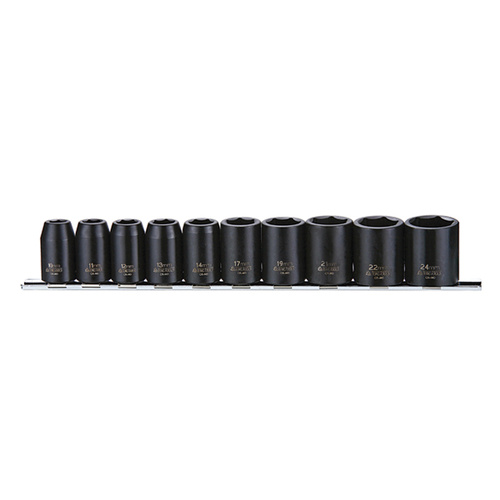 Teng 10Pce 1/2" Dr. Std. Impact Socket Rail Set 10-24mm