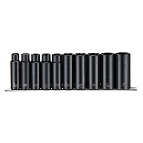 Teng 10Pce 1/2" Dr. Deep Impact Socket Rail Set 10-24mm