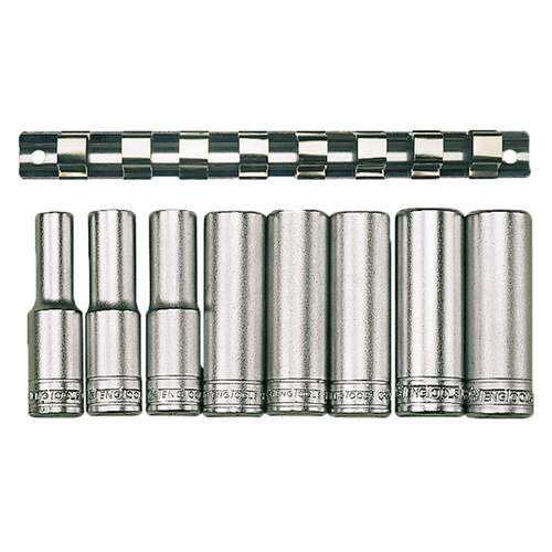 Teng 8Pce 1/2" Dr. Deep Socket Set 13-24mm 12PNT