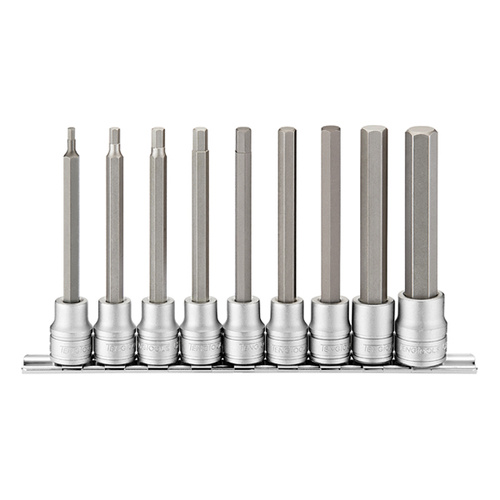 Teng 9Pce 3/8" Dr. Long Hex Bit Socket Set - 3-12mm