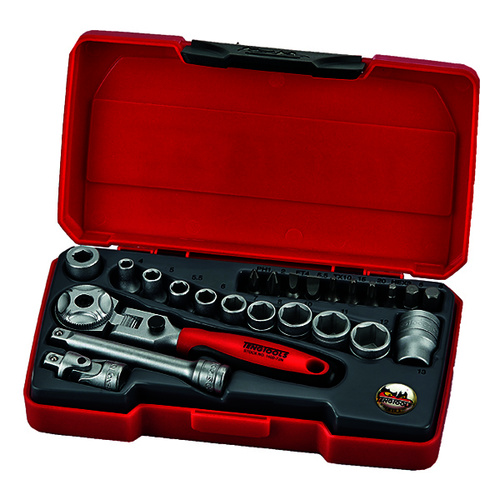 Teng 24Pce 1/4" Dr. Mini Metric Socket Set (Flex Ratchet.)