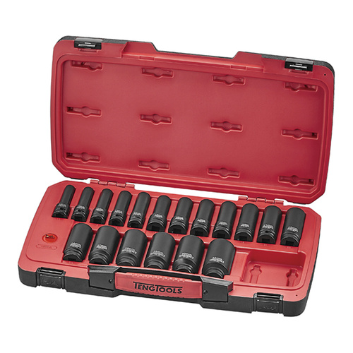 Teng 22Pce 1/2" Dr. mm Deep Impact Socket Set 6-PNT
