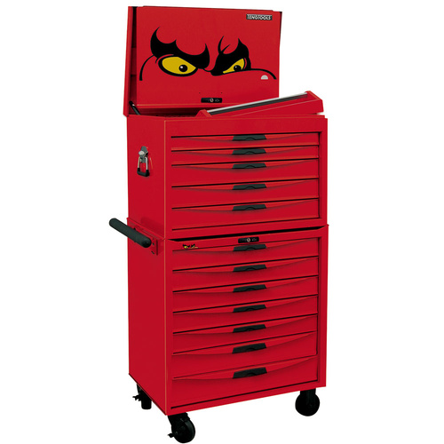 Teng 408Pce 26" 12 Drawer Stack Tool Kit, Metric & Imperial, EVA Trays, Red
