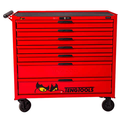 Teng 37" Pro Roll Cabinet, 7 Drawers, Red