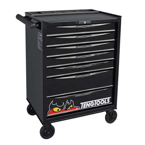 Teng 26" Pro Roll Cabinet, 7 Drawers, Black