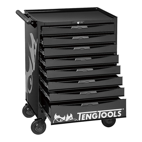 Teng 26" Pro Roll Cabinet, 8 Drawers, Black