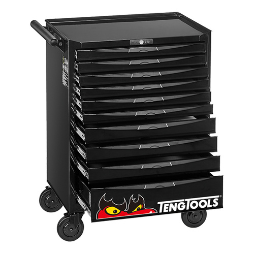 Teng 26" Pro Roll Cabinet, 10 Drawers, Black