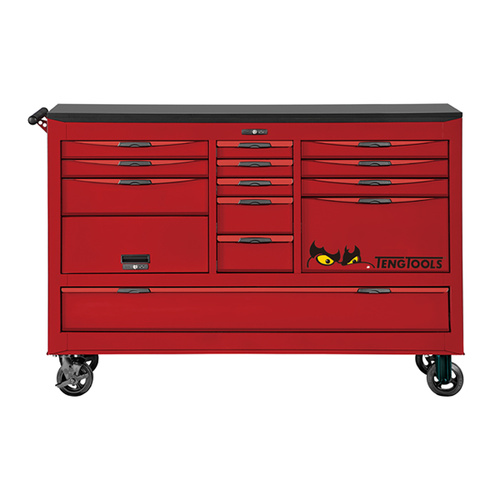 Teng 67" Pro Beast Roll Cabinet, 13 Drawers, Red