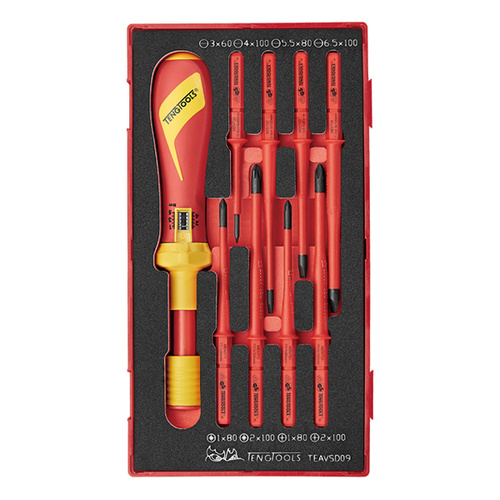Teng 9Pce 1000V VDE Torque Screwdriver Set - TC-TRAY (EVA)