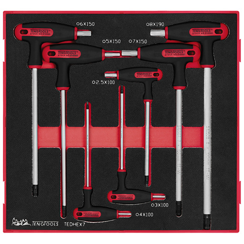 Teng 7Pce T-Handle Hex Set 2.5-8mm - TED-TRAY