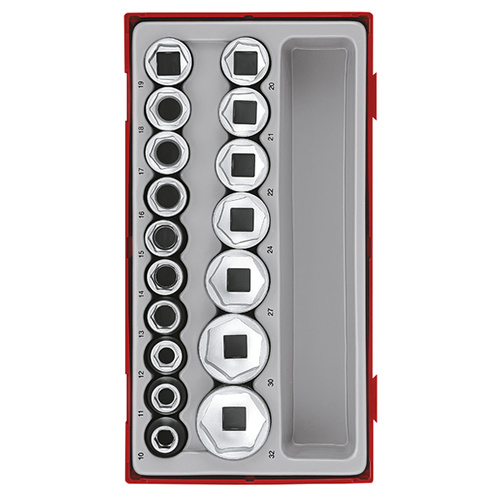 Teng 17Pce 1/2" Dr. 6PNT Socket Set 10-32mm - TC-TRAY