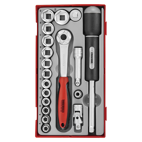 Teng 19Pce 3/8" Dr. Socket & Acc Set 8-22mm - TC-TRAY