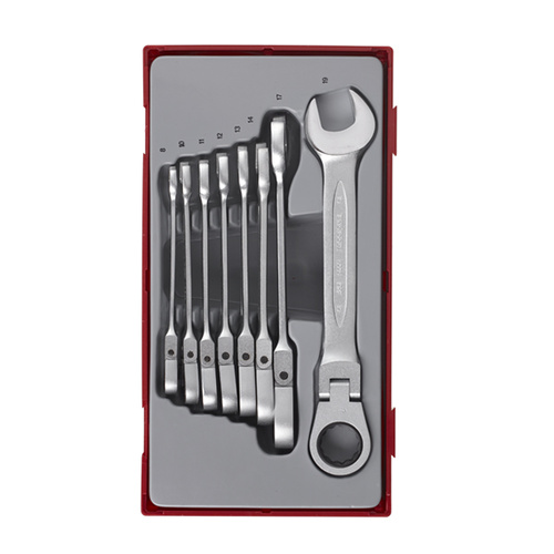 Teng 8Pce Flex-Head Rat Combination Spanner Set 8-19mm-TC-TRAY