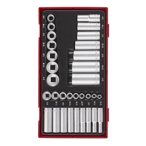 Teng 32Pce 1/4" & 3/8" Dr. Reg/Deep AF Socket Set (12-Pt) - TC-T