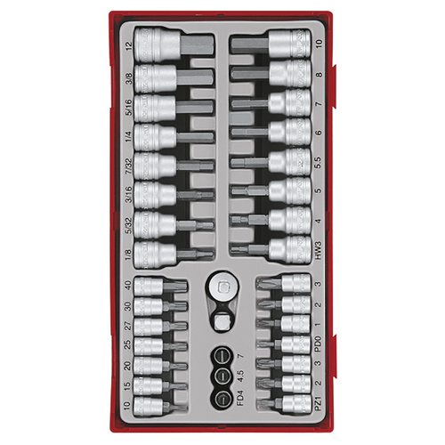 Teng 35Pce 1/4" & 3/8" Dr. Bits Socket Set - TC-TRAY