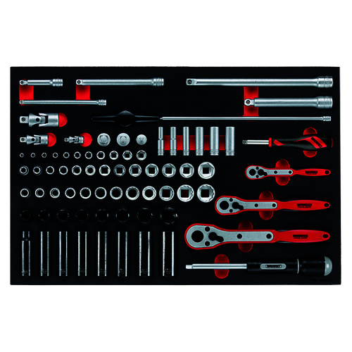 Teng 77Pce 1/4,3/8" & 1/2" Dr. Metric Socket & Acc Set (EVA)