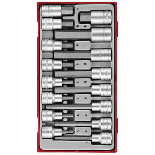 Teng 16Pce 1/2" Dr. Hex Bit Socket Set - TC-TRAY